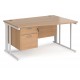 Maestro Cable Managed Leg Wave Desk with Two Drawer Pedestal